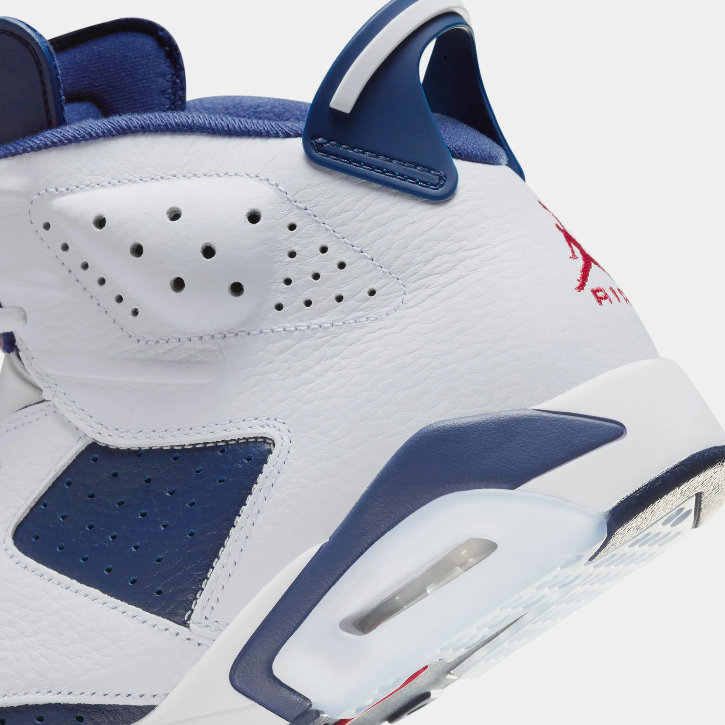 Air Jordan 6 Retro White and Midnight Navy Mens Lifestyle Shoes (White/Varsity Red/Midnight Navy)