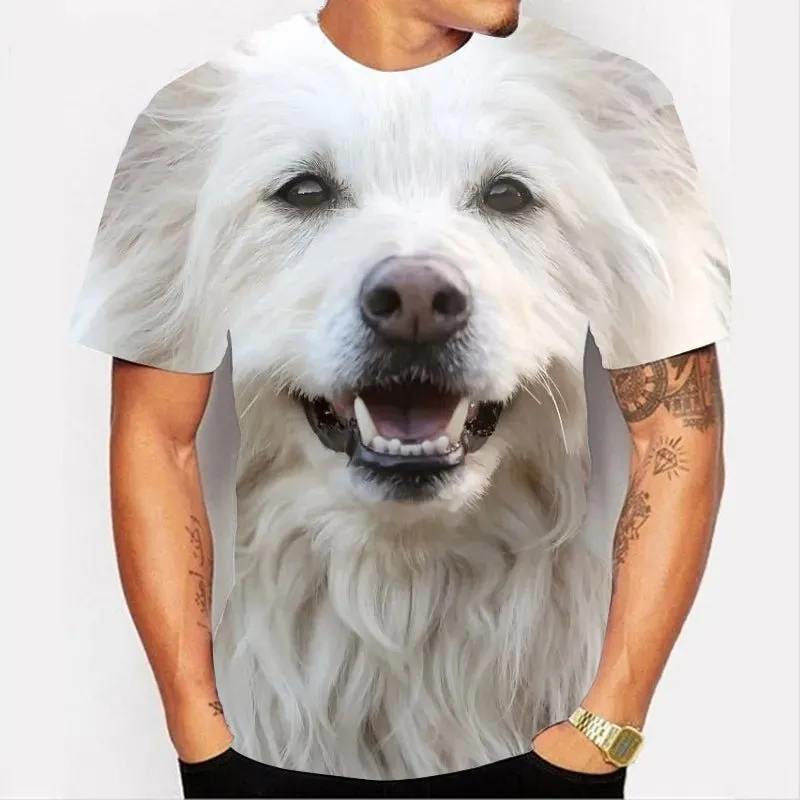 Anniepaw Men's T-shirt With Dog Graphic 3D Full Print Pet Dog Men Clothing Summer Short Sleeve Casual Oversized Tee Shirt Fashion Tops