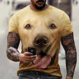 Anniepaw Men's T-shirt With Dog Graphic 3D Full Print Pet Dog Men Clothing Summer Short Sleeve Casual Oversized Tee Shirt Fashion Tops