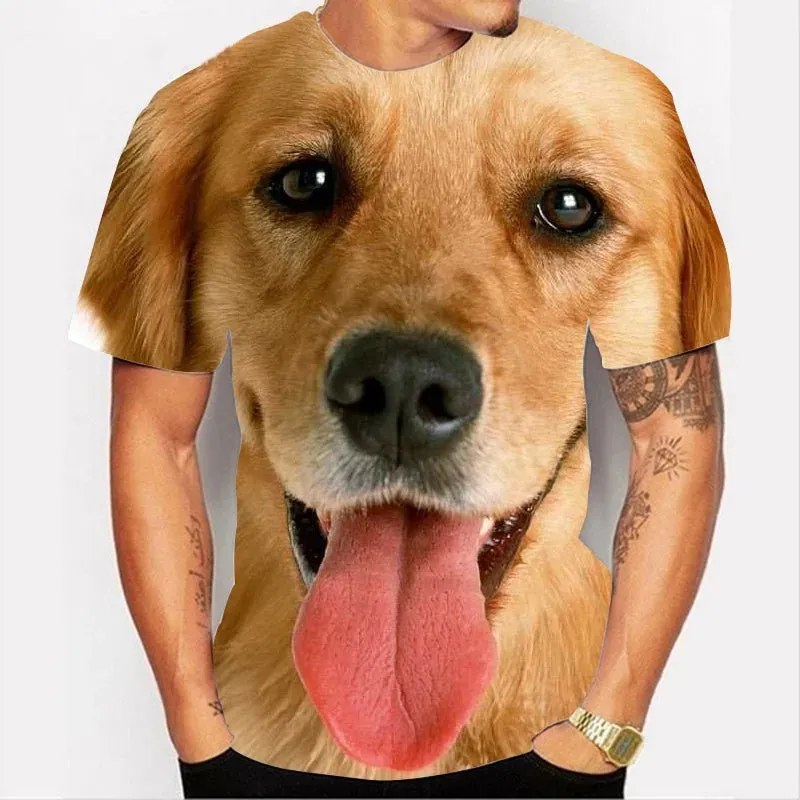 Anniepaw Men's T-shirt With Dog Graphic 3D Full Print Pet Dog Men Clothing Summer Short Sleeve Casual Oversized Tee Shirt Fashion Tops