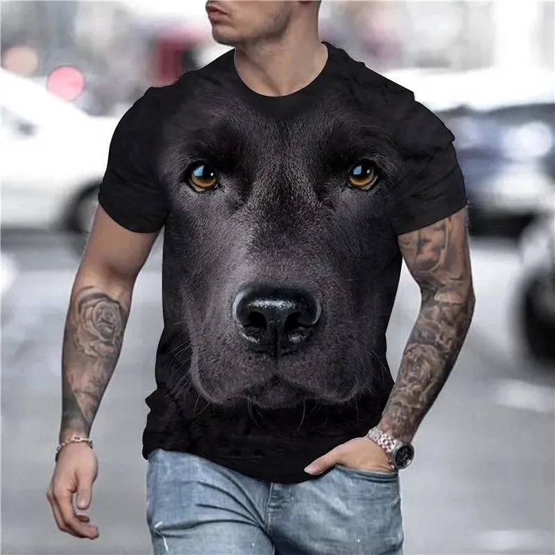 Anniepaw Men's T-shirt With Dog Graphic 3D Full Print Pet Dog Men Clothing Summer Short Sleeve Casual Oversized Tee Shirt Fashion Tops