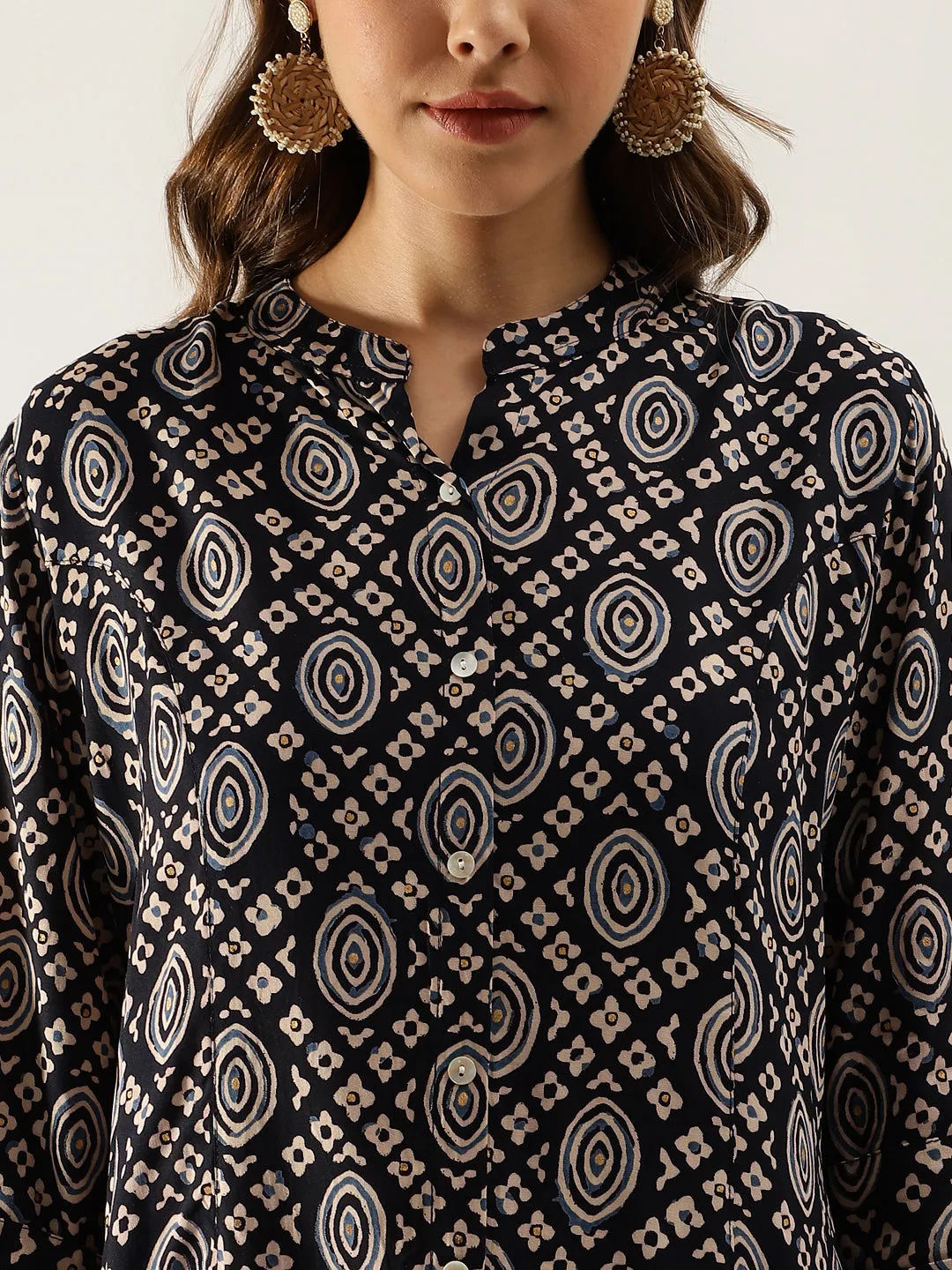 Black Asymmetric Printed  Top