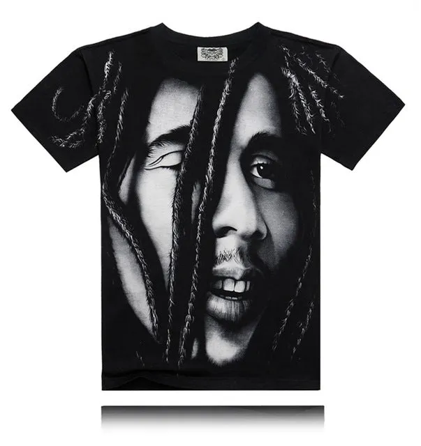 Black Heavy Metal 3D T Shirt  Man Skeleton Jesus Bob Marley Che Guevara Kung Fu Metallica Summer Fashion Cotton Rock Music Tops