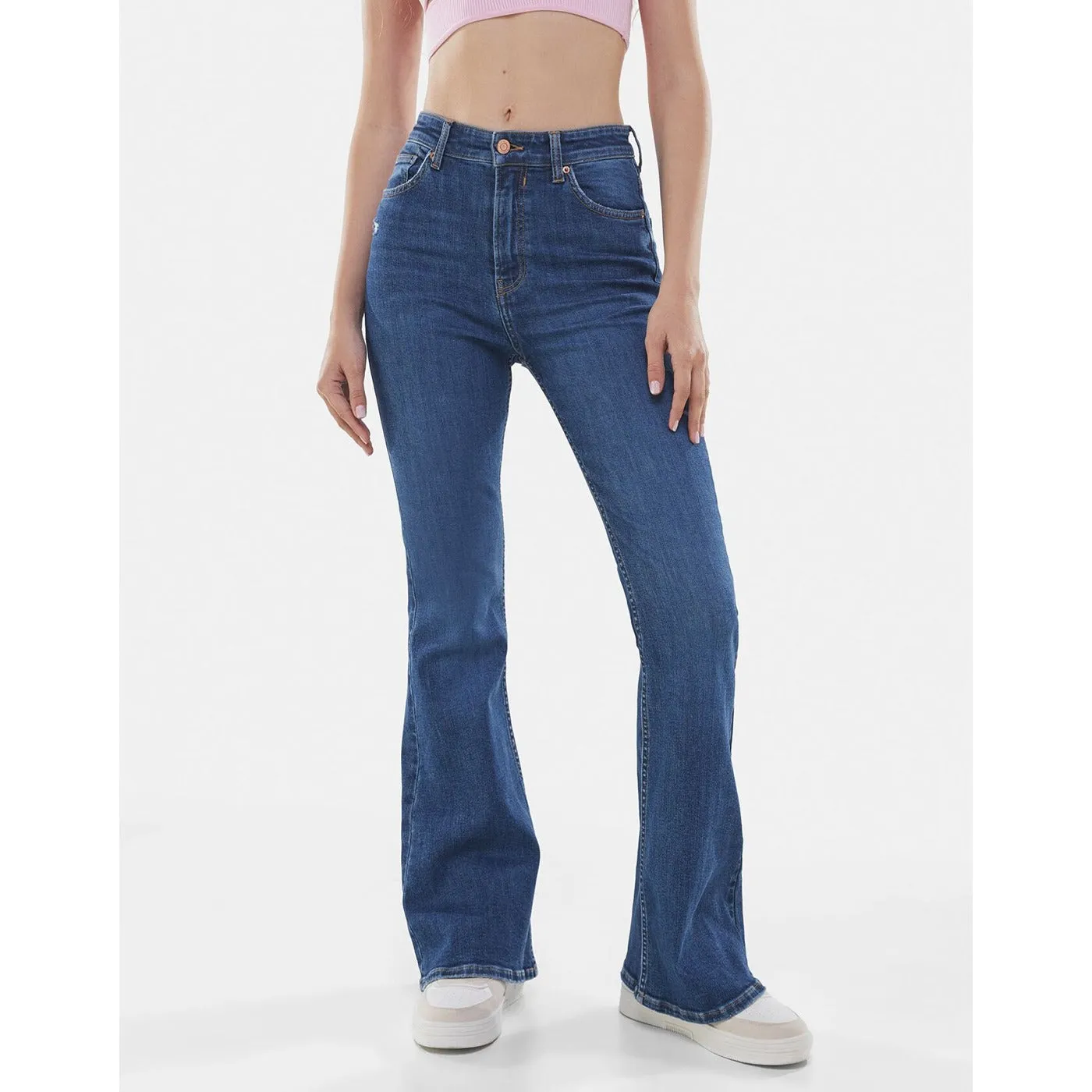 Blue High Rise Flare Jeans