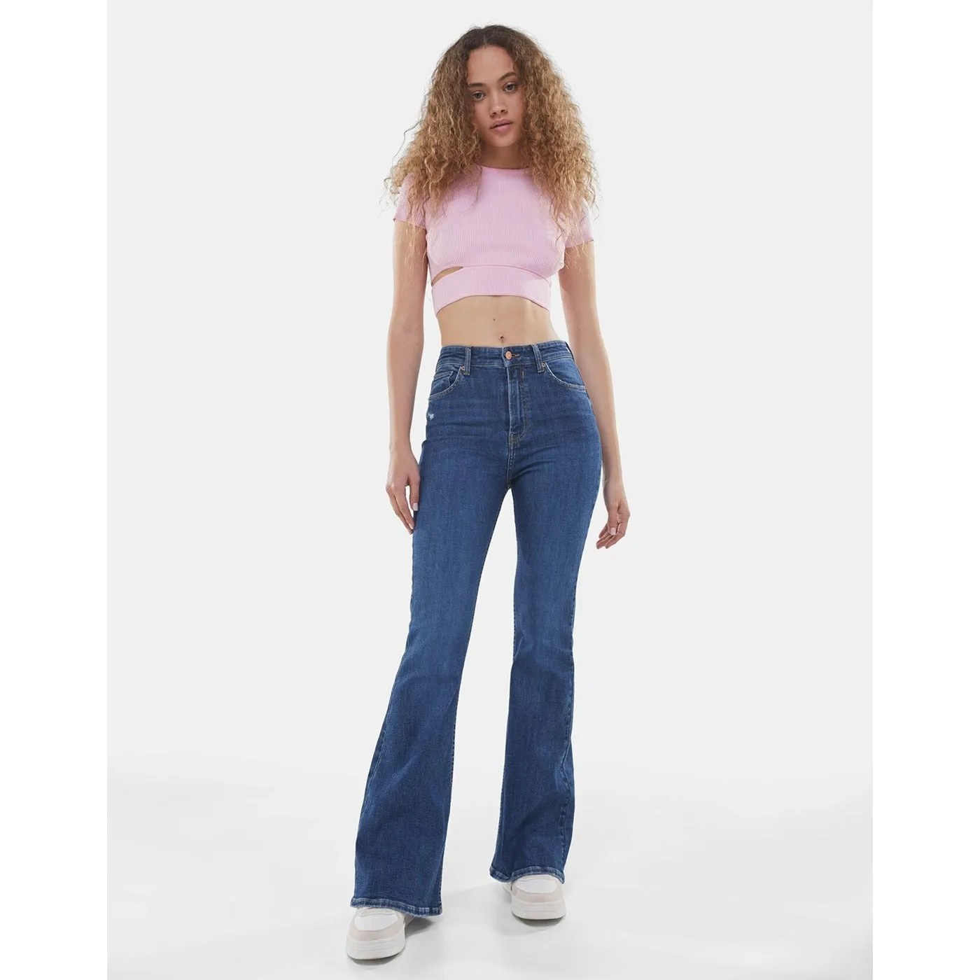 Blue High Rise Flare Jeans