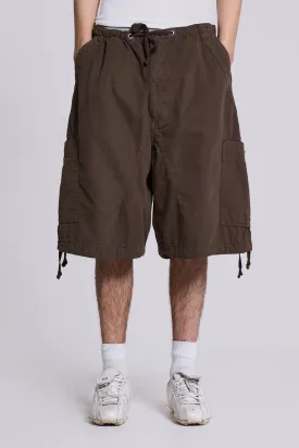 Brown Parachute Cargo Shorts