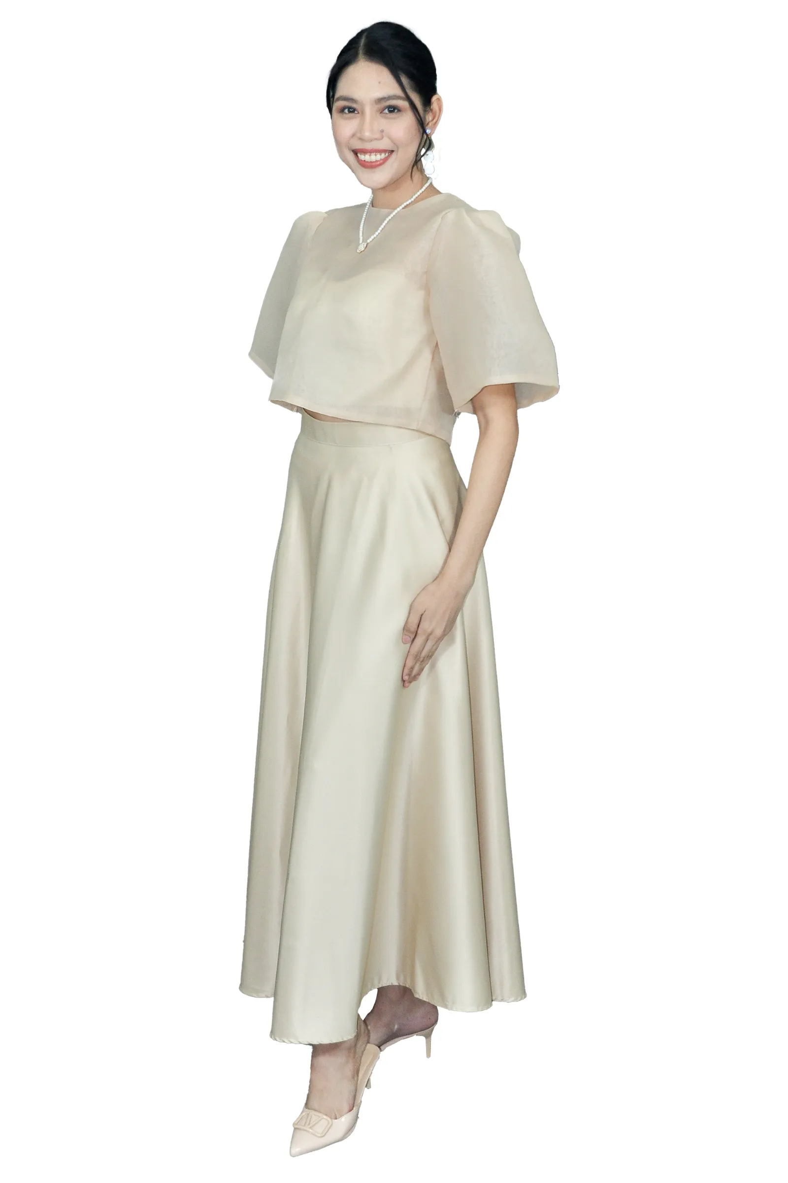 Champagne Beige Kimona with Modern Puff Sleeves - Mei - JS306