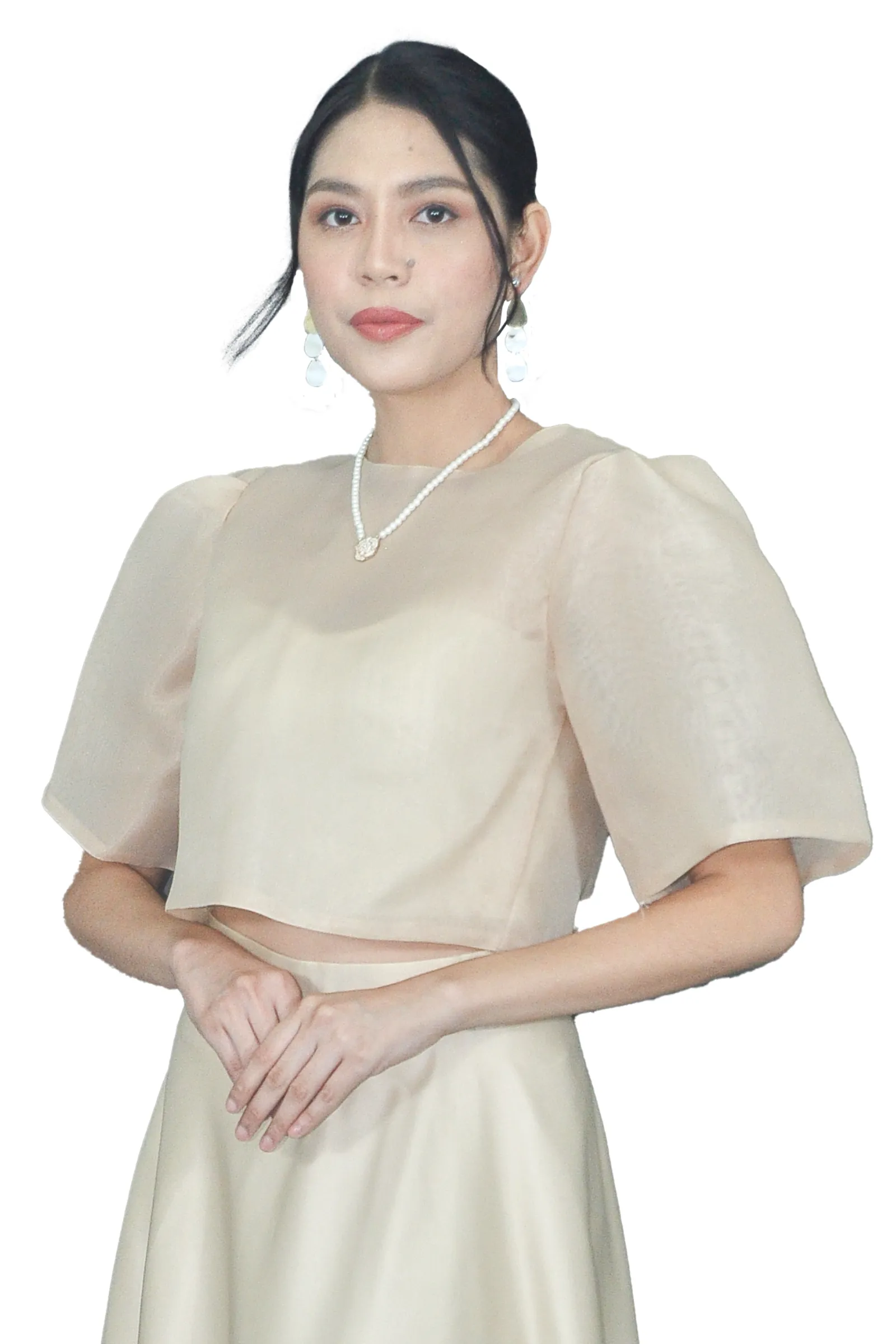 Champagne Beige Kimona with Modern Puff Sleeves - Mei - JS306