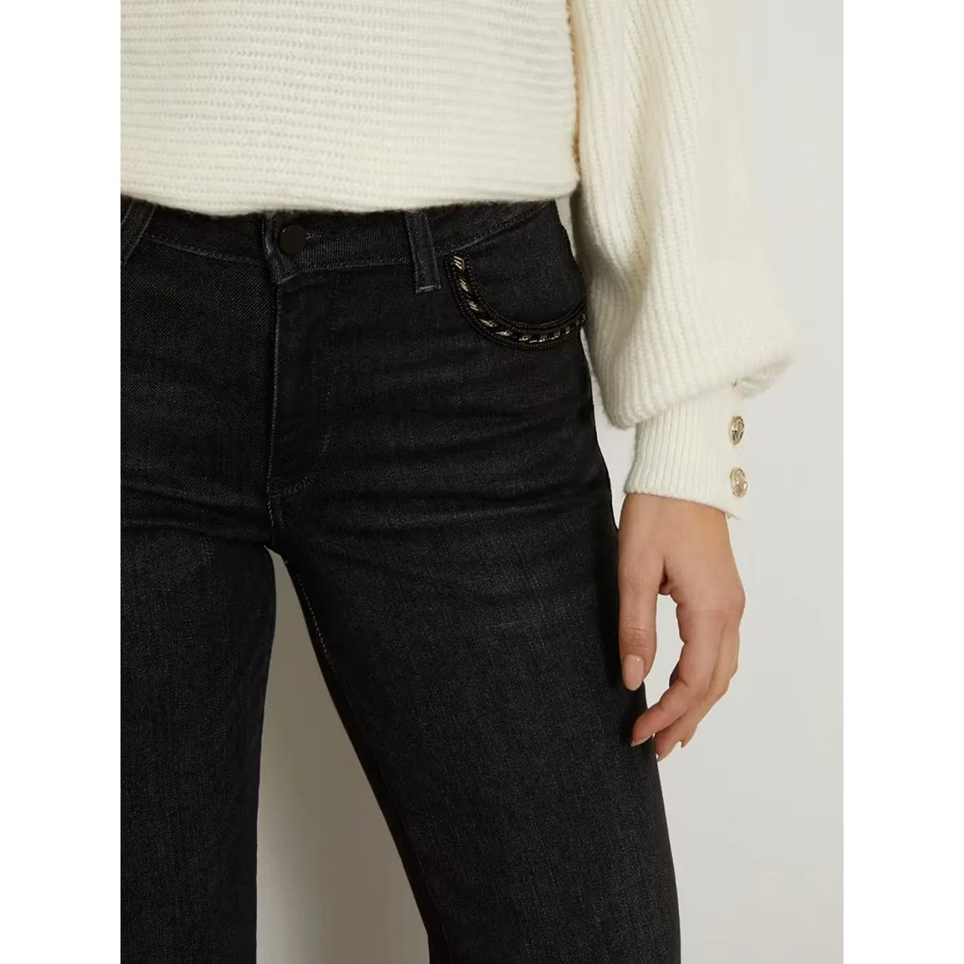 Charcoal Mid Rise Straight Jeans