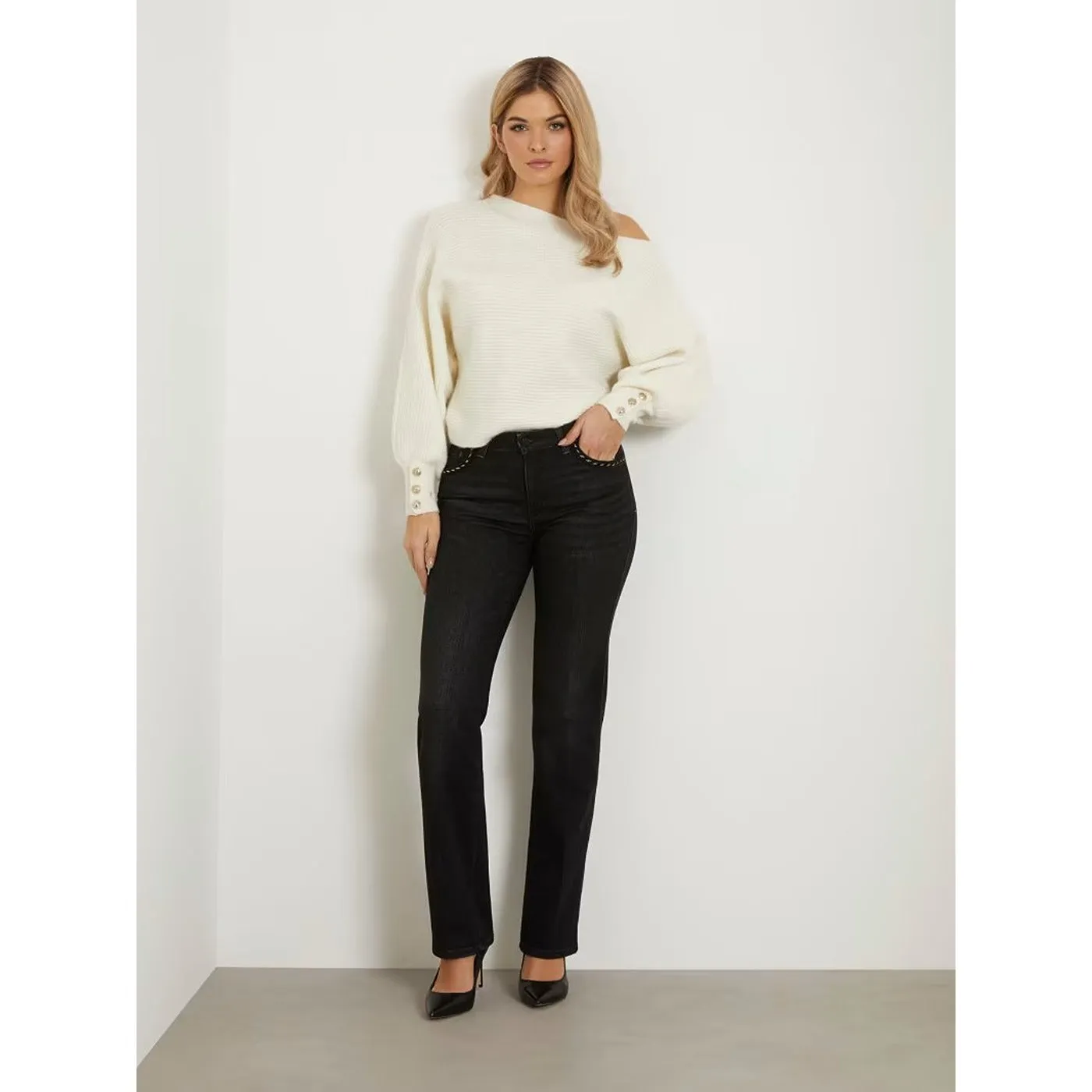 Charcoal Mid Rise Straight Jeans