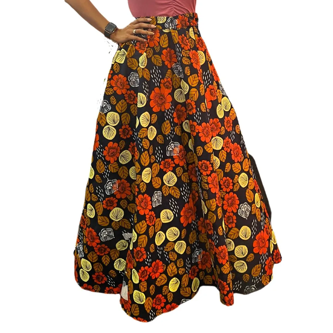 Chroma Collection Maxi Skirt - Warm Flowers