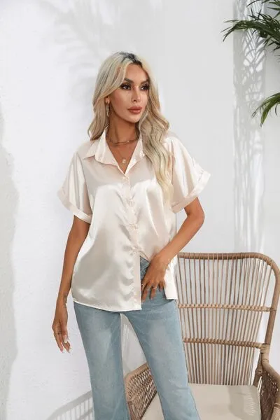 Collared Neck Short Sleeve Shirt