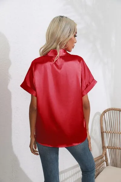 Collared Neck Short Sleeve Shirt