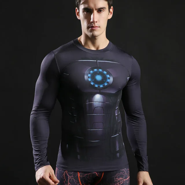 Compression T shirts Long Sleeve Fitness Top Superman Printed Tshirts Superhero Tees Crossfit Bodybuilding Tees 2017 ZOOTOP BEAR