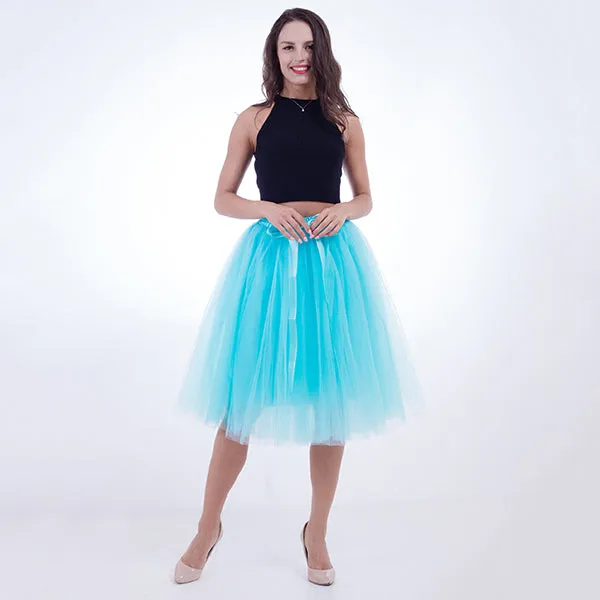 Custom-made Midi Tulle Skirt American Apparel Tutu Skirts Womens Petticoat Elastic Belt 2017 Summer faldas saia jupe BSQ002