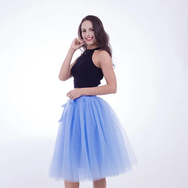 Custom-made Midi Tulle Skirt American Apparel Tutu Skirts Womens Petticoat Elastic Belt 2017 Summer faldas saia jupe BSQ002