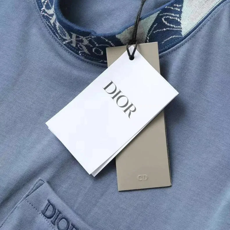 DI - Men 'Sky Blue' Crew Neck With Dior Signature Oversized T-Shirt GI794