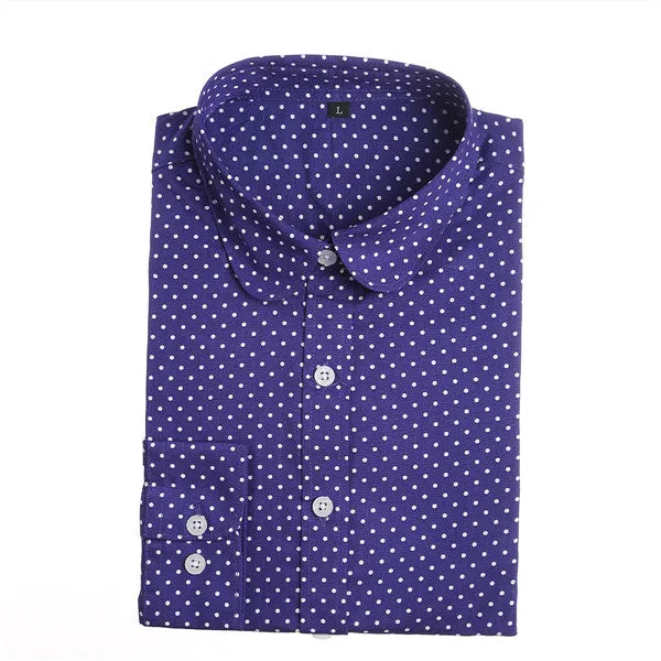 Dioufond Polka Dot Shirts Women Cotton Blouses Long Sleeve Ladies Tops Collar Shirt Female Plus Size 5XL Blusas Women Clothing