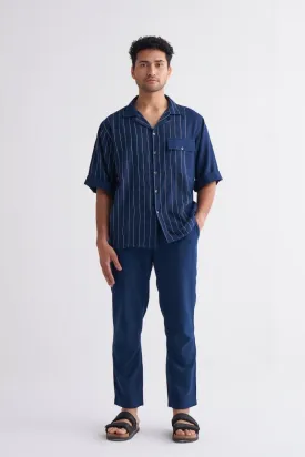 Embroidered Stripe Shirt - Navy