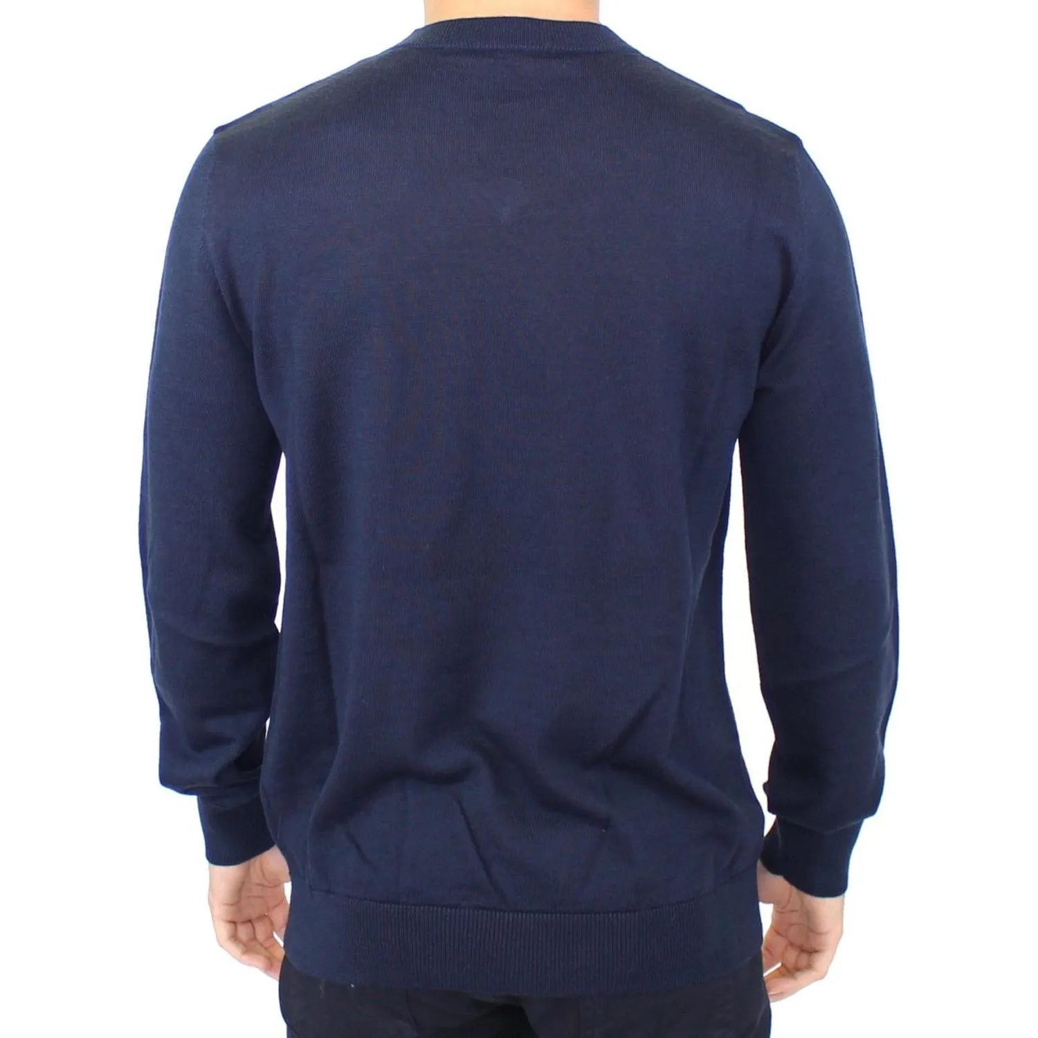 Ermanno Scervino Elegant Blue V-Neck Wool Blend Pullover