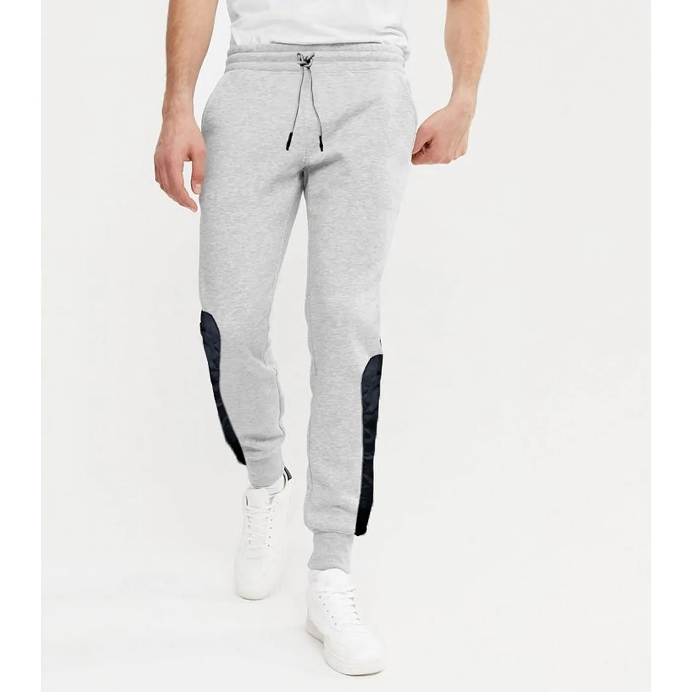 Grey Fleece Joggers with Reflector Panel