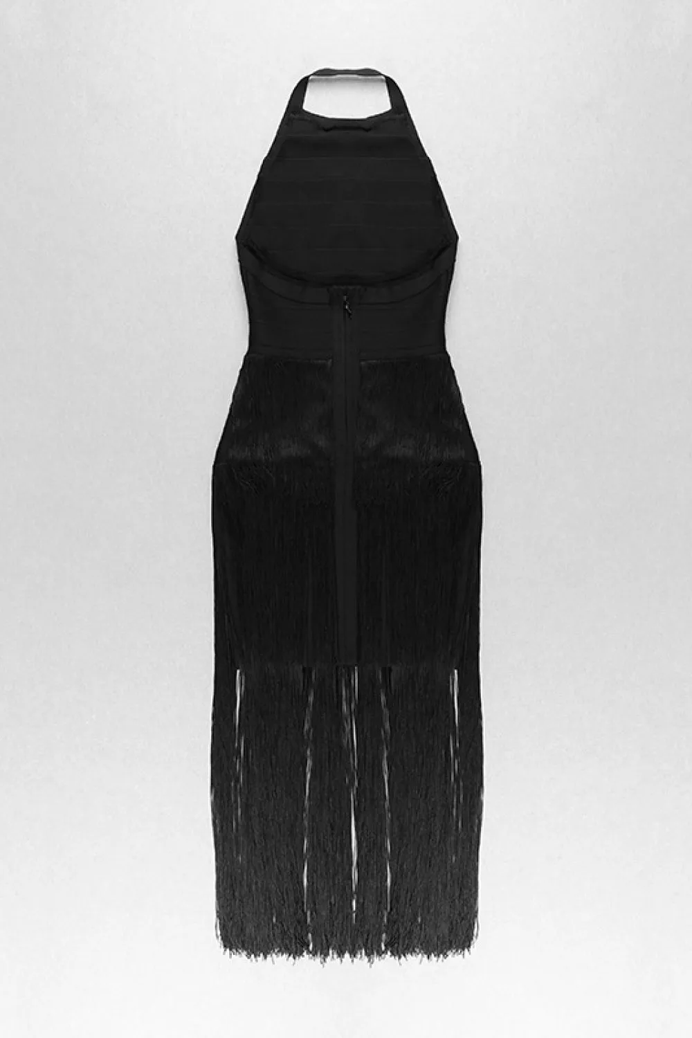 Halter Neck Fringe Dress | Black Color