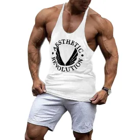 Hot Sell Men Boys Casual Revolution Printing Tank Top Vest Bodybuilding Stringers Vests Male Singlets Summer Modern Trend