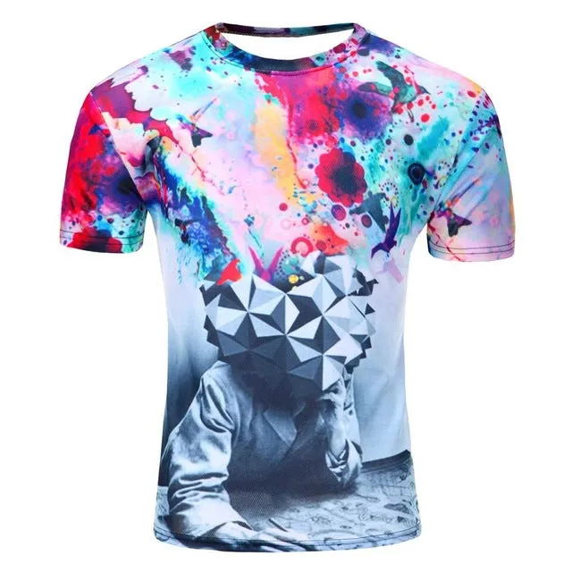 Hot selling New fashion Men's 3D apple/tree printing t shirt summer short sleeve t shirts tops, M-4XL,plus size free shipping