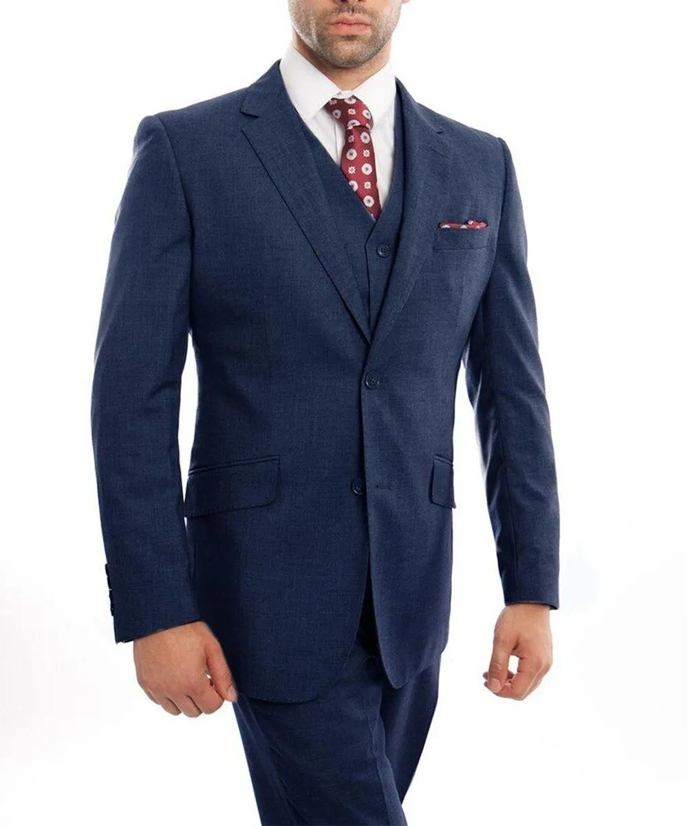 Indigo Blue 3-piece Wool Suit with Vest