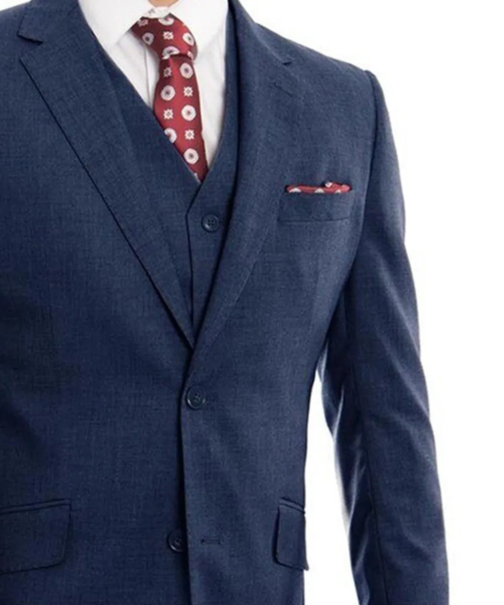 Indigo Blue 3-piece Wool Suit with Vest