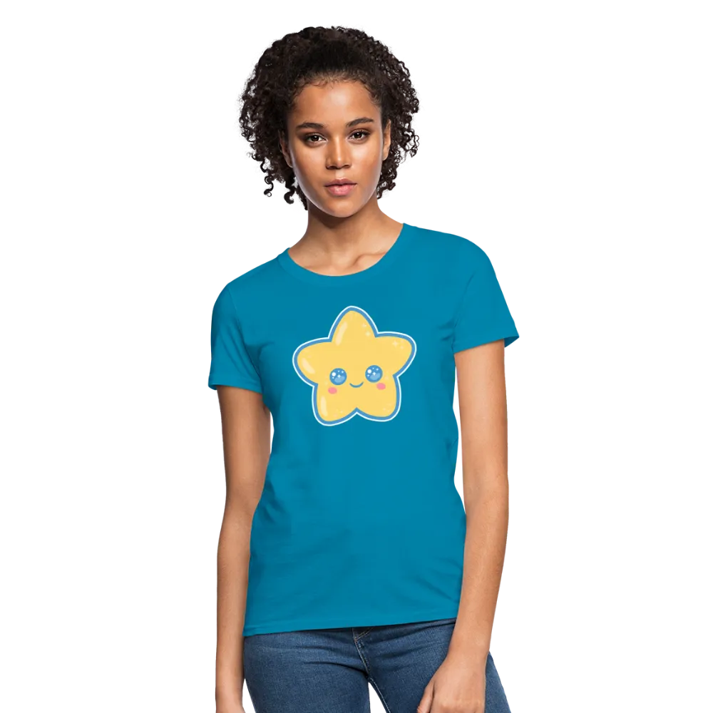 Kawaii Star Women's Turquoise T-Shirt