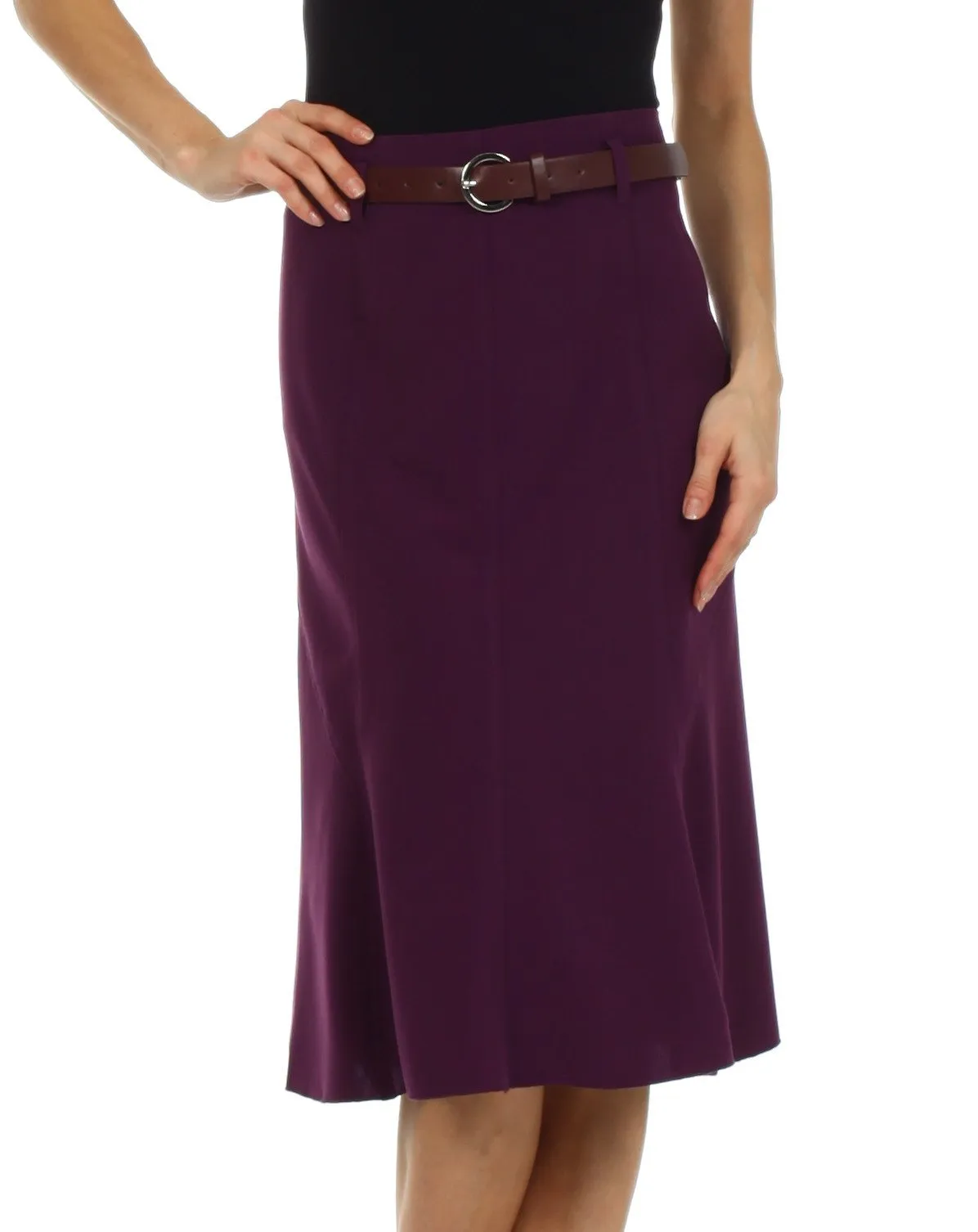 Knee Length A-Line Skirt with Seaming Detail