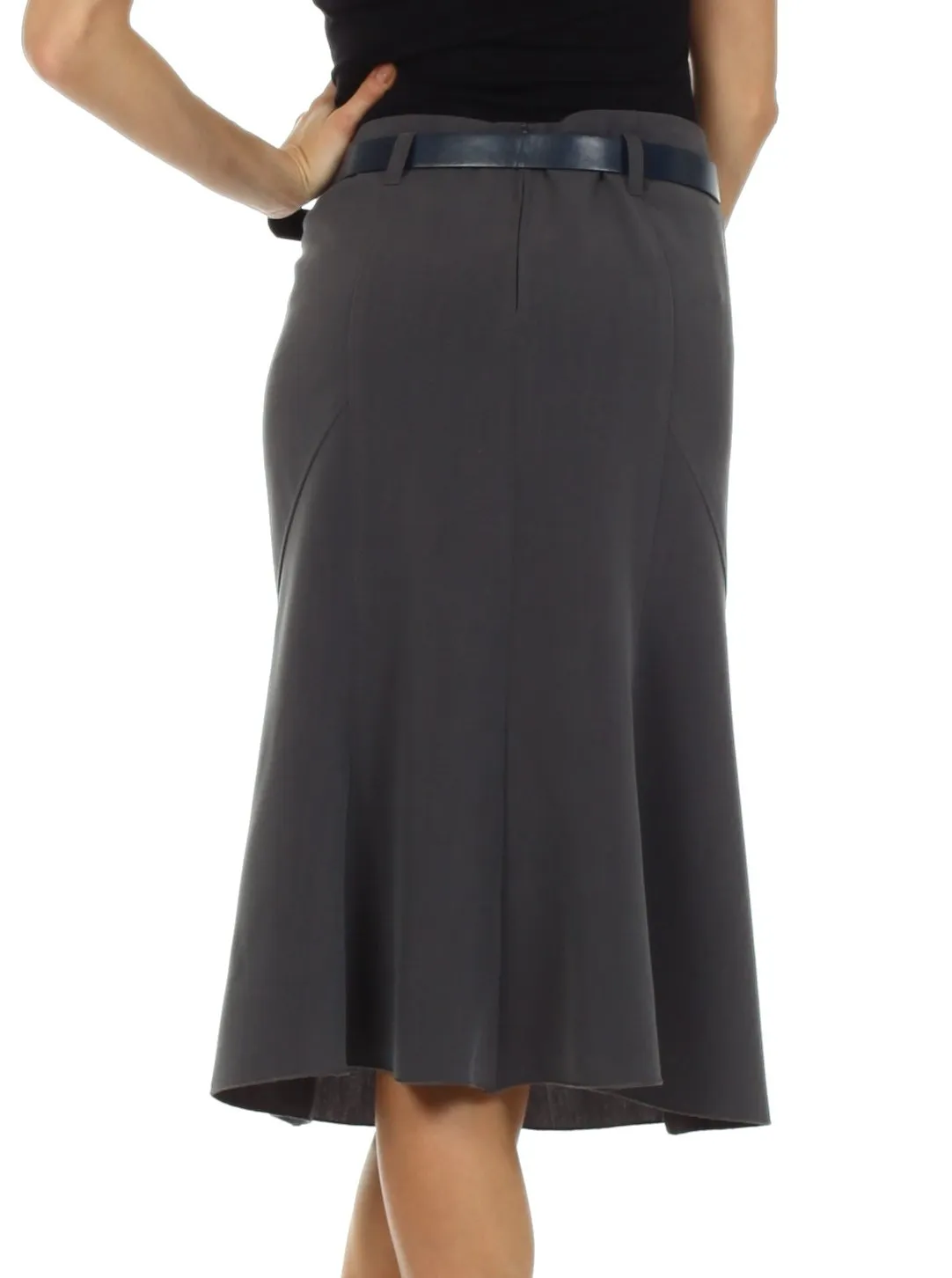 Knee Length A-Line Skirt with Seaming Detail