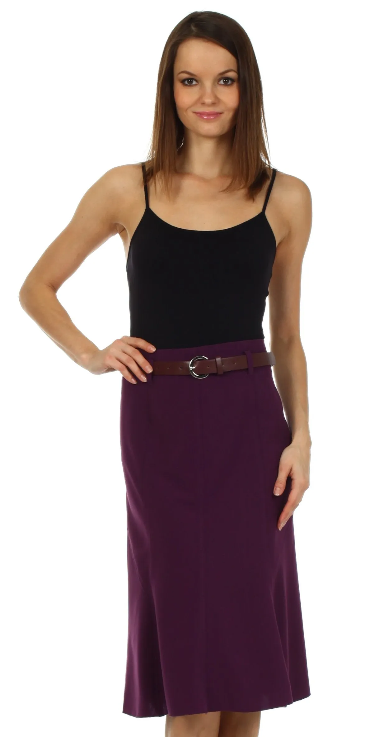 Knee Length A-Line Skirt with Seaming Detail