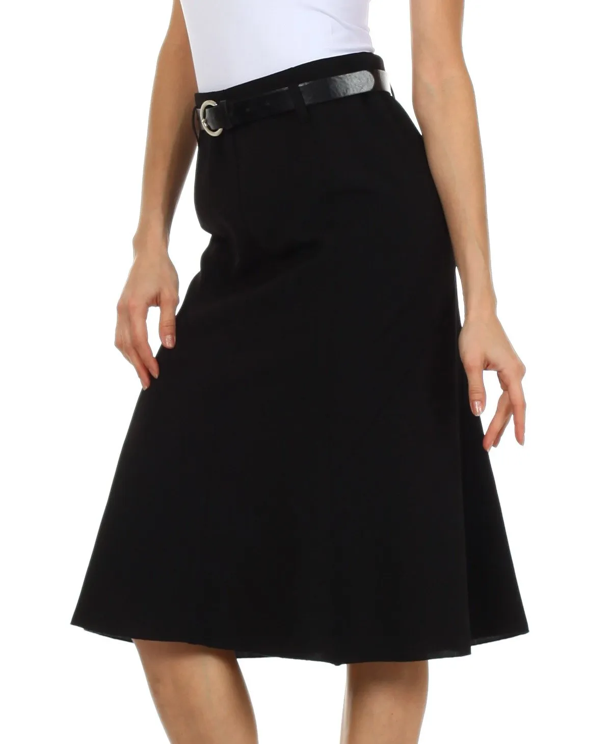 Knee Length A-Line Skirt with Seaming Detail