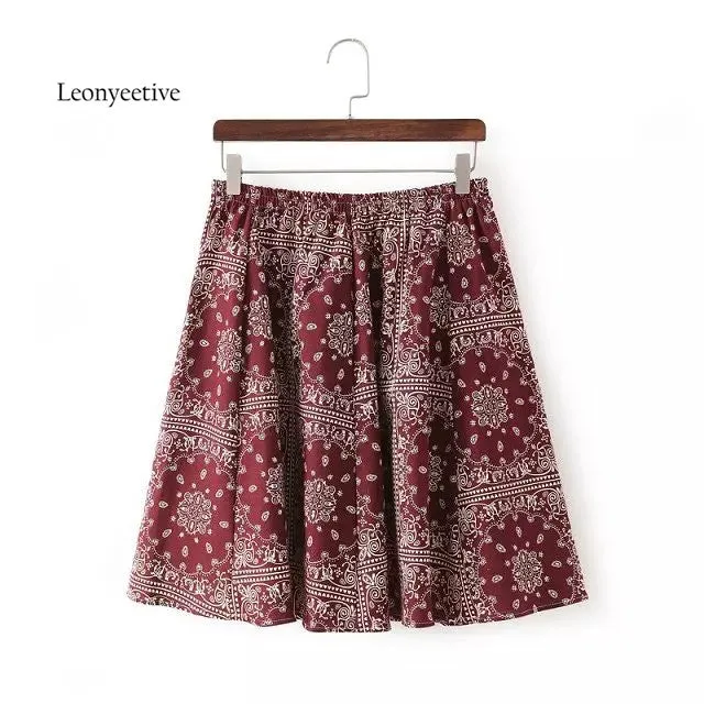 Leonyeetive 2017 Spring Summer Casual Floral Fashion linen Skirts Women Cotton Linen Embroidery Skirt