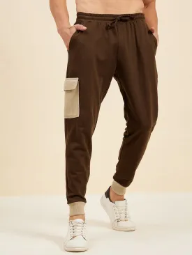 Men Brown Terry Side Pocket Joggers