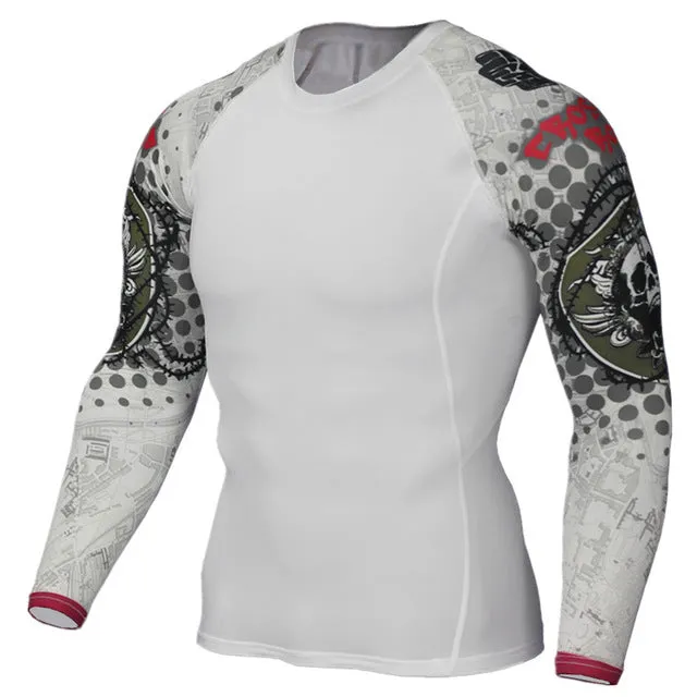 Mens Fitness 3D Prints Long Sleeves T Shirt Men Bodybuilding Skin Tight Thermal Compression Shirts MMA Crossfit Workout Top Gear