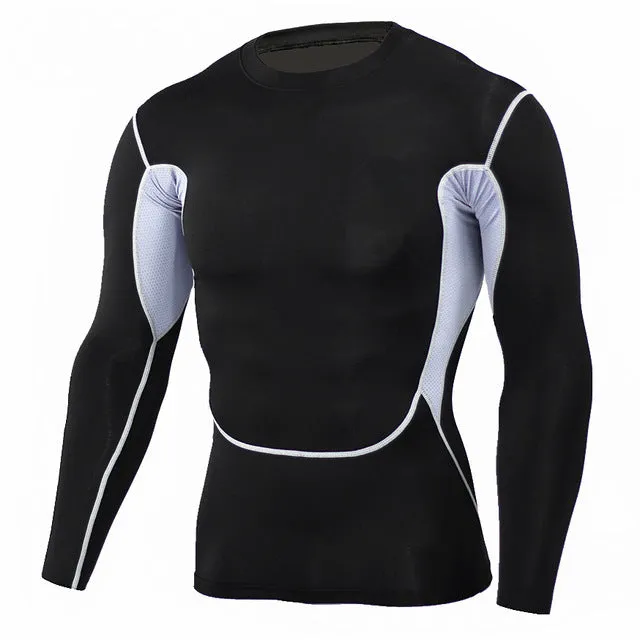 Mens Fitness 3D Prints Long Sleeves T Shirt Men Bodybuilding Skin Tight Thermal Compression Shirts MMA Crossfit Workout Top Gear