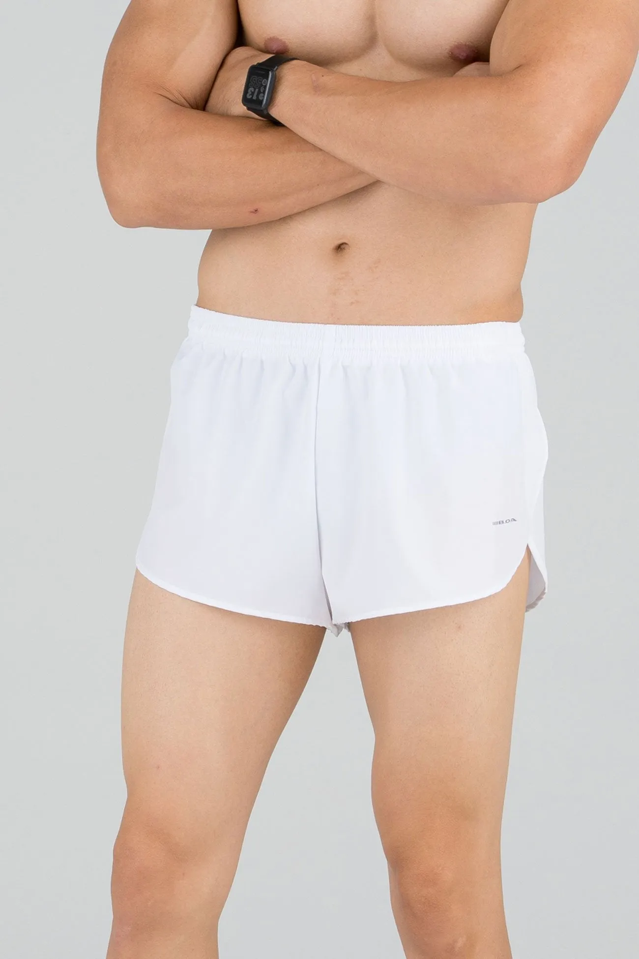 Men's Solid 1" Elite Split Shorts - White