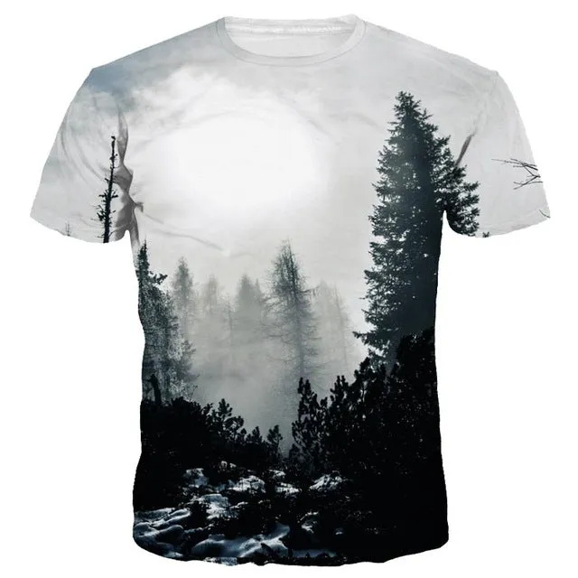 Mr.1991INC New Arrivals Men/Women 3d T-shirt Print Winter Forest Trees Quick Dry Summer Tops Tees Brand Tshirts