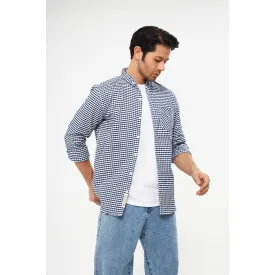 Navy Ghingham Check Casual Shirt