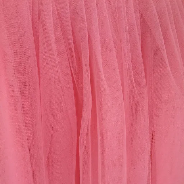 Puffy7 Layers Tulle Skirt Hidden Zipper Quality High Waisted Maxi Skirts Womens Adult TUTU Pleated Bridesmaids Faldas Petticoat