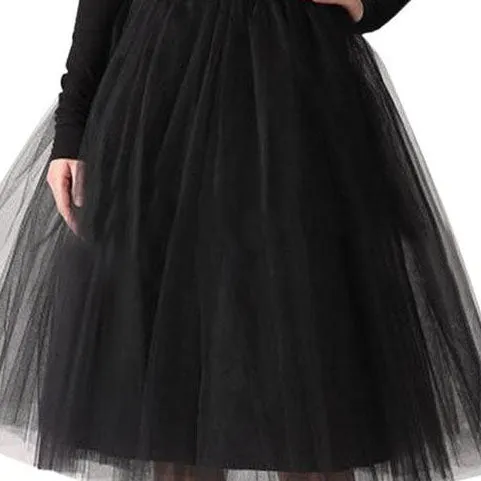 Puffy7 Layers Tulle Skirt Hidden Zipper Quality High Waisted Maxi Skirts Womens Adult TUTU Pleated Bridesmaids Faldas Petticoat