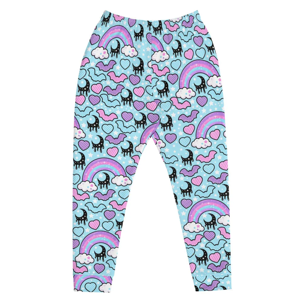 Rainbow Spooky Bats Blue Men's Joggers