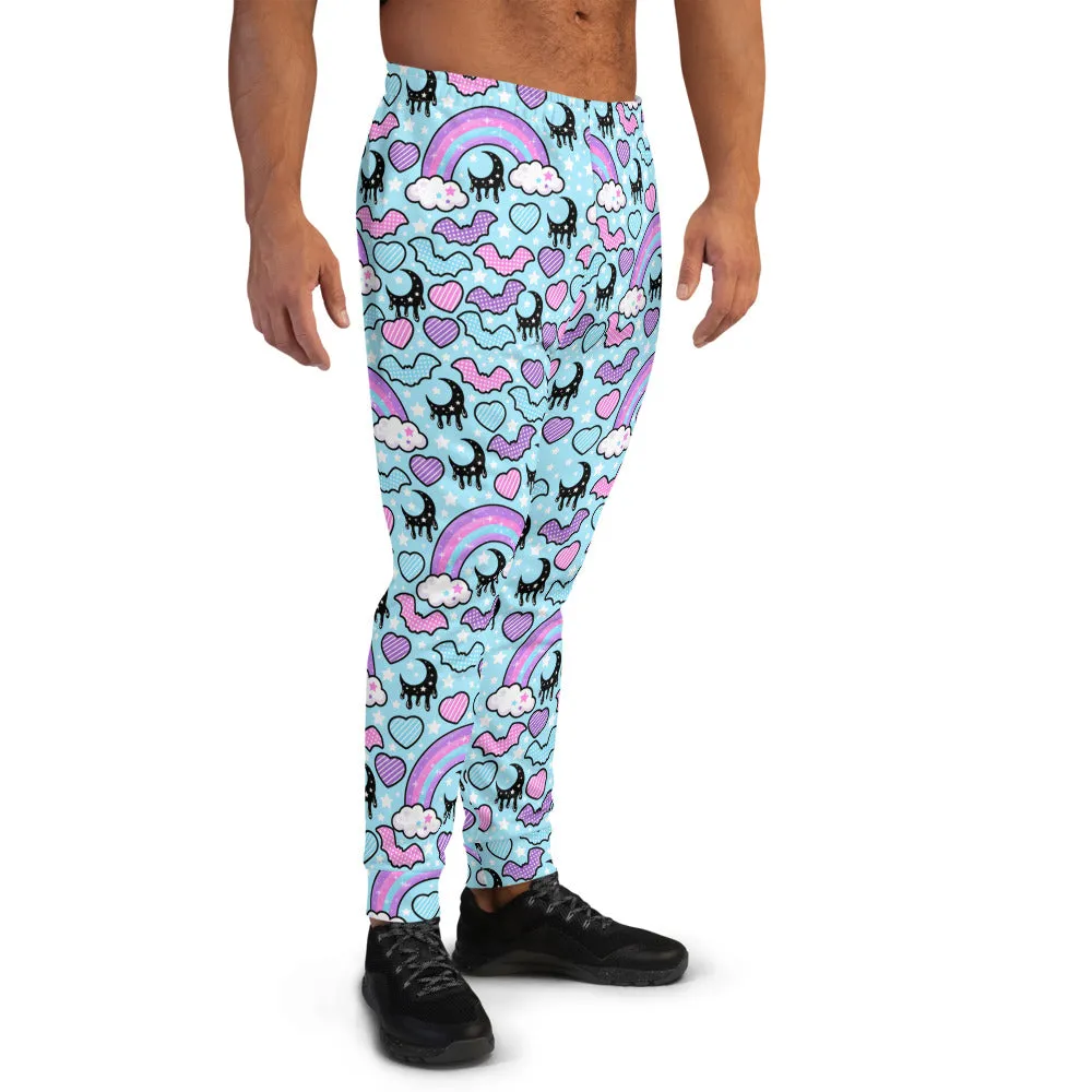 Rainbow Spooky Bats Blue Men's Joggers