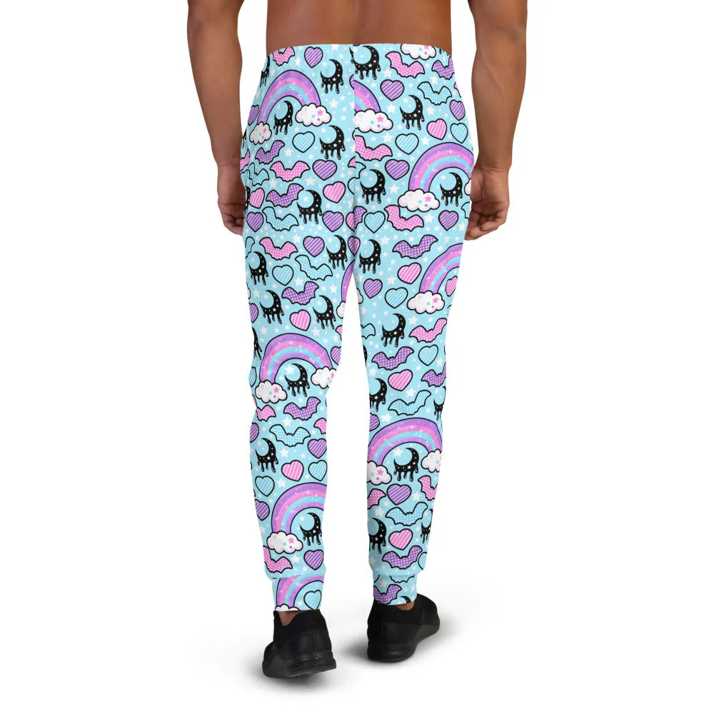 Rainbow Spooky Bats Blue Men's Joggers