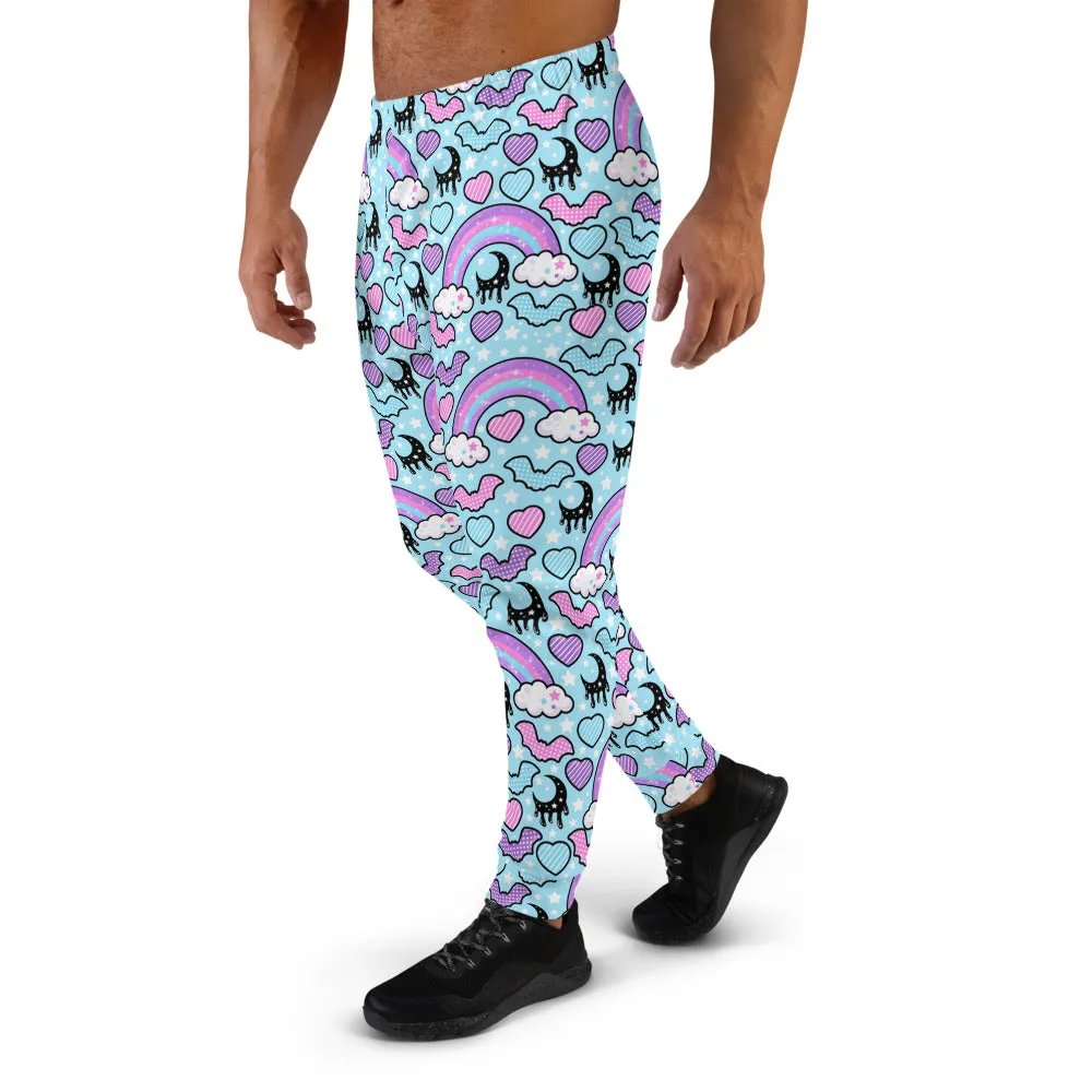 Rainbow Spooky Bats Blue Men's Joggers