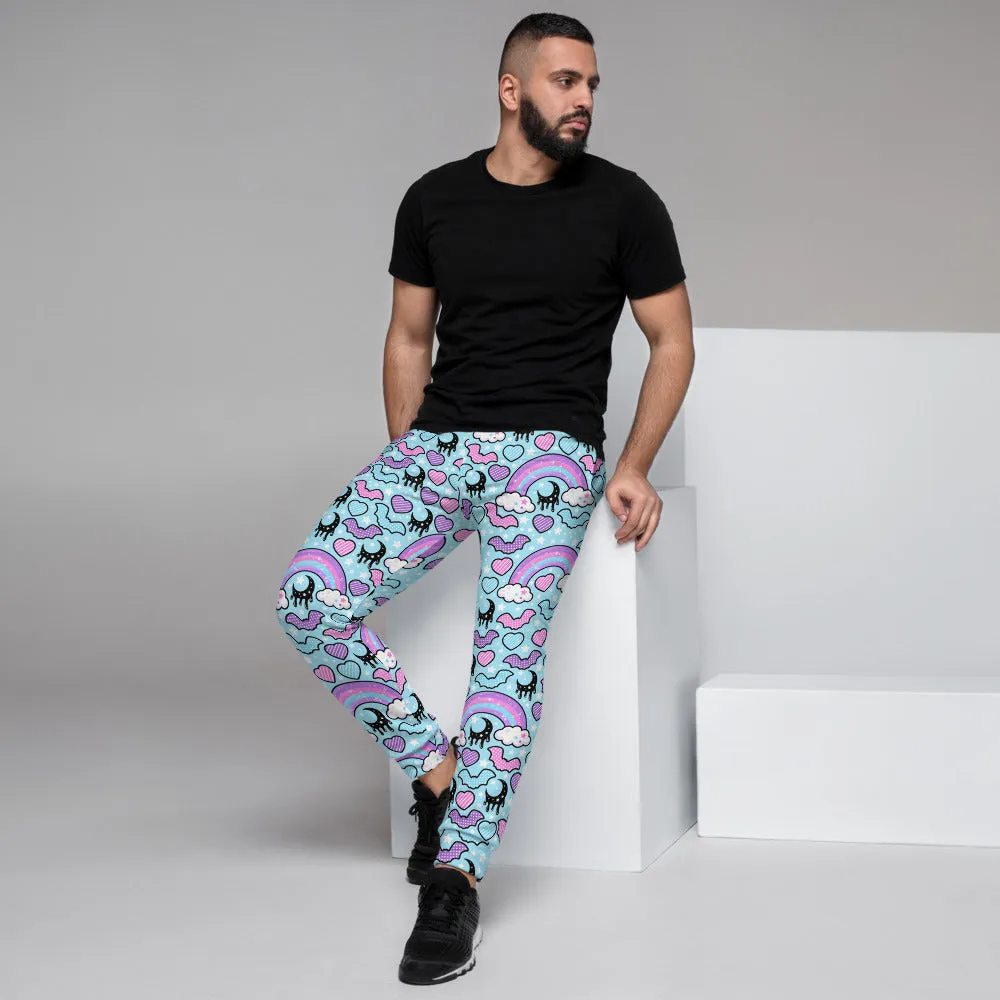 Rainbow Spooky Bats Blue Men's Joggers