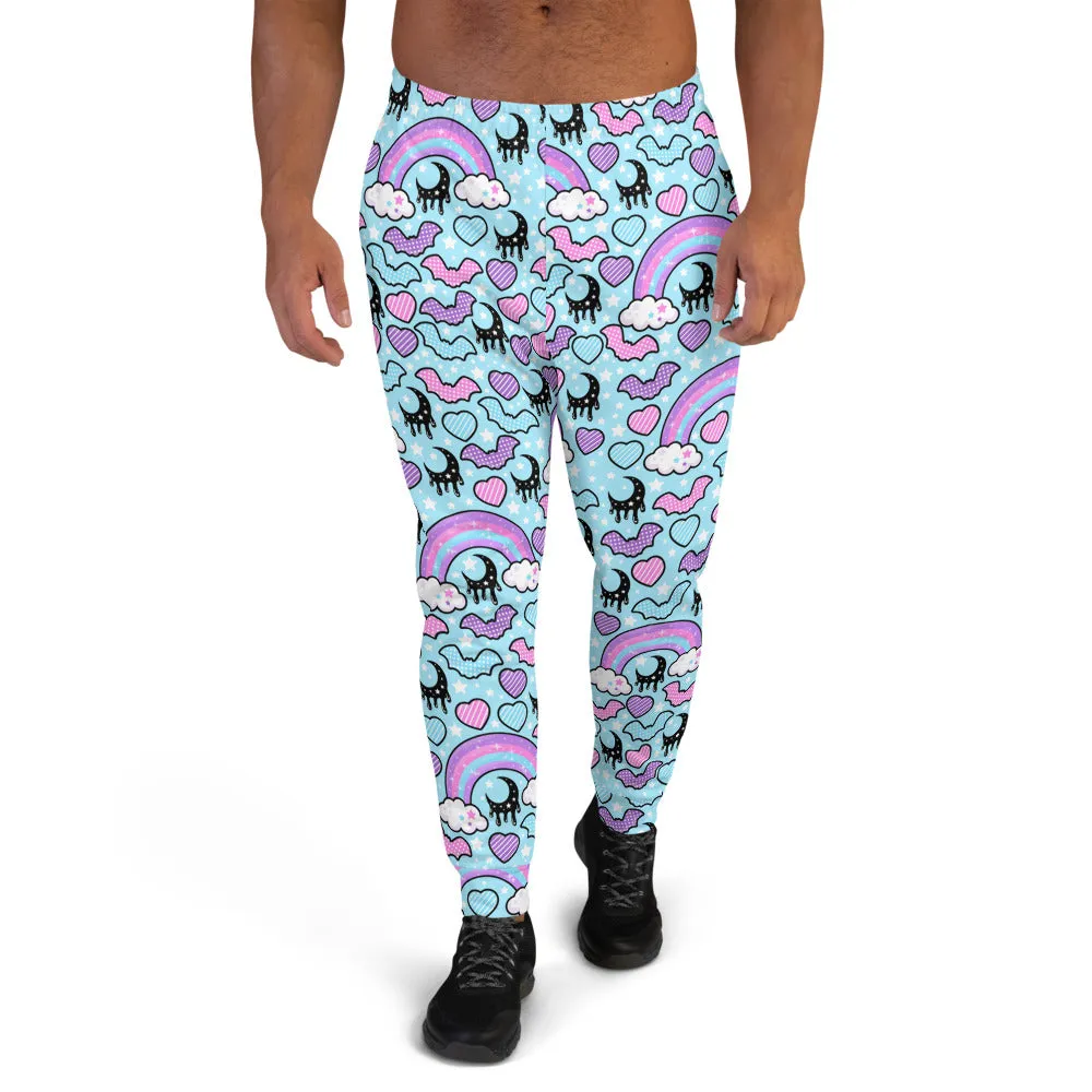 Rainbow Spooky Bats Blue Men's Joggers